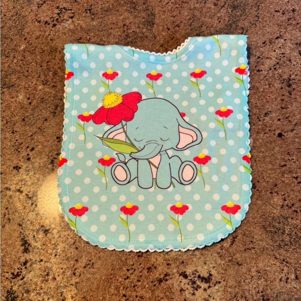 Playful Elephant Bib Blue and Red